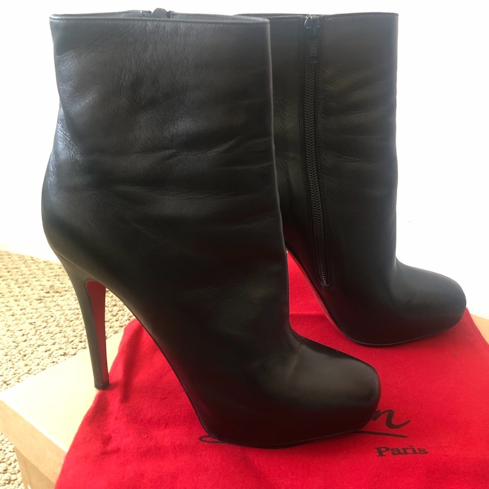 CHRISTIAN LOUBOUTIN “Mamanouk” Boots Black Nappa 120 - Size 38.5